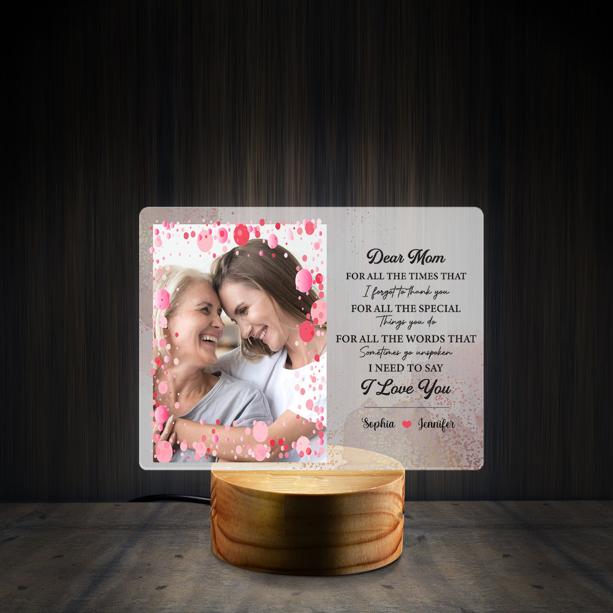 Mother's Day 2023 - Personalized Dear Mom I Love You Night Light Mother's Day Gift Mommy Birthday Gift Mother-in-law Gift Stepmom Bonus Mom Gift_1