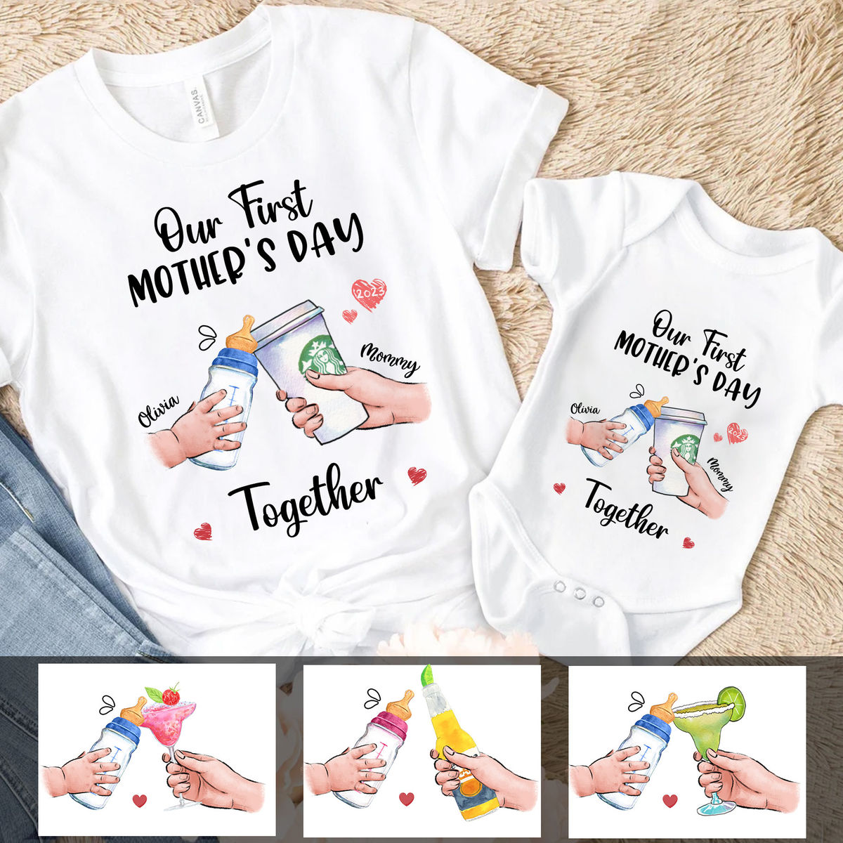 First Mother's Day - Our First Mother's Day Matching Outfit (Onesie and TShirt Set) - Milk n Coffee_1