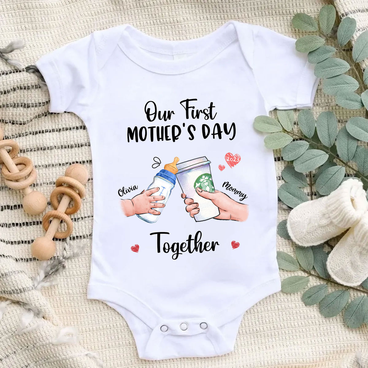 First Mothers Day Cheers Matching Mom and Baby Boy Shirt Set