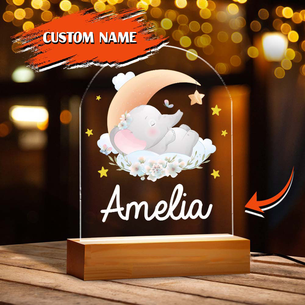 Night Light - Personalized Elephant Night Light Nursery Decor Kids Room Decor Night Light Bedroom Decor Happy Birthday Night Light Gift 27576