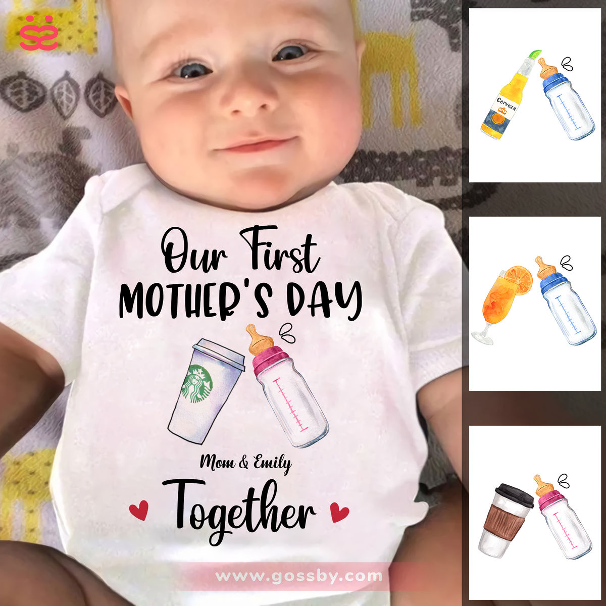 First Mother's Day - Our First Mother's Day Matching Outfit (Onesie and TShirt Set) - Baby Shower Gift_1