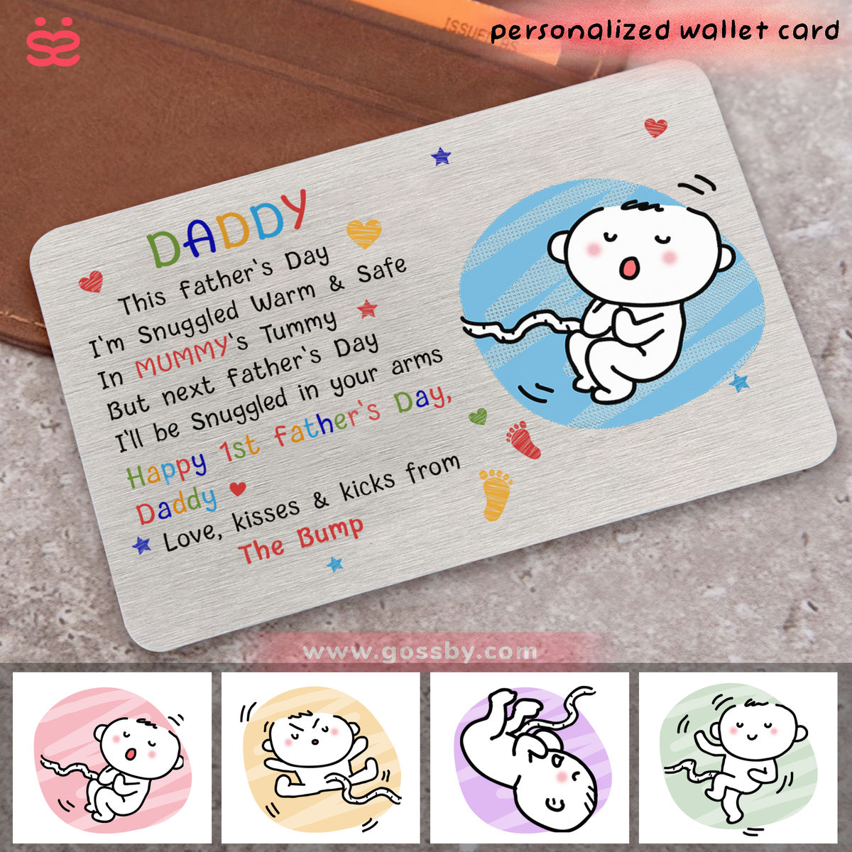 Metal Wallet Card - Love From The Bump - Daddy, This Father's Day I'm Snuggled Warm & Safe In Mummy's Tummy - Father's Day Gift_1