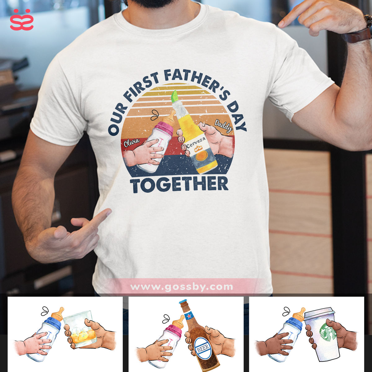 Father's Day Gift - Our First Father's Day Matching Outfit (Onesie and TShirt Set)_2