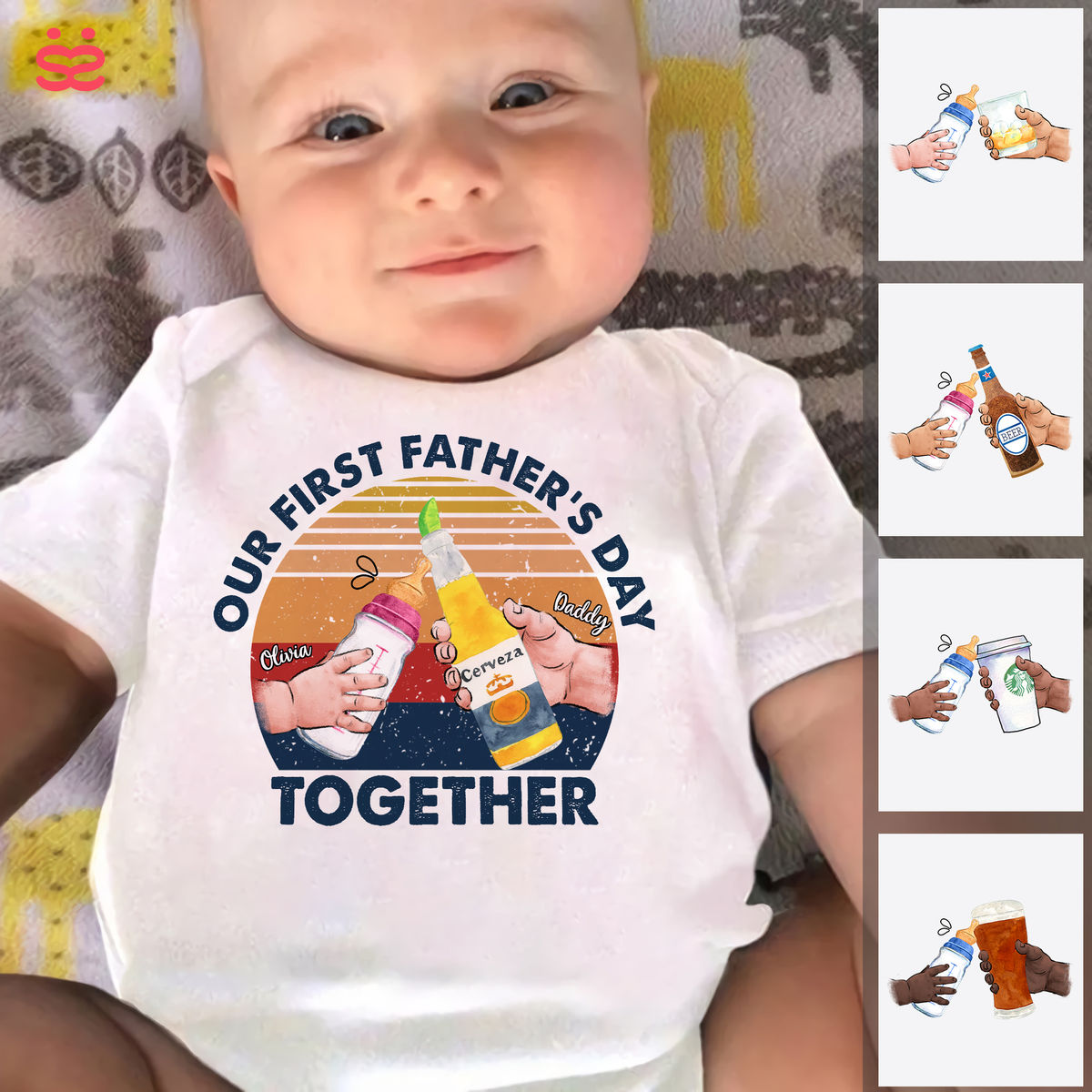 Father's Day Gift - Our First Father's Day Matching Outfit (Onesie and TShirt Set)_1