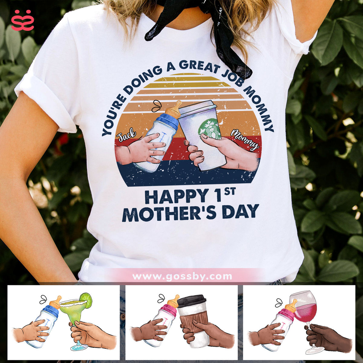 First Mother's Day - You're doing a great job Mommy happy 1st Mother’s Day - Matching Outfit (Onesie and TShirt Set)_2