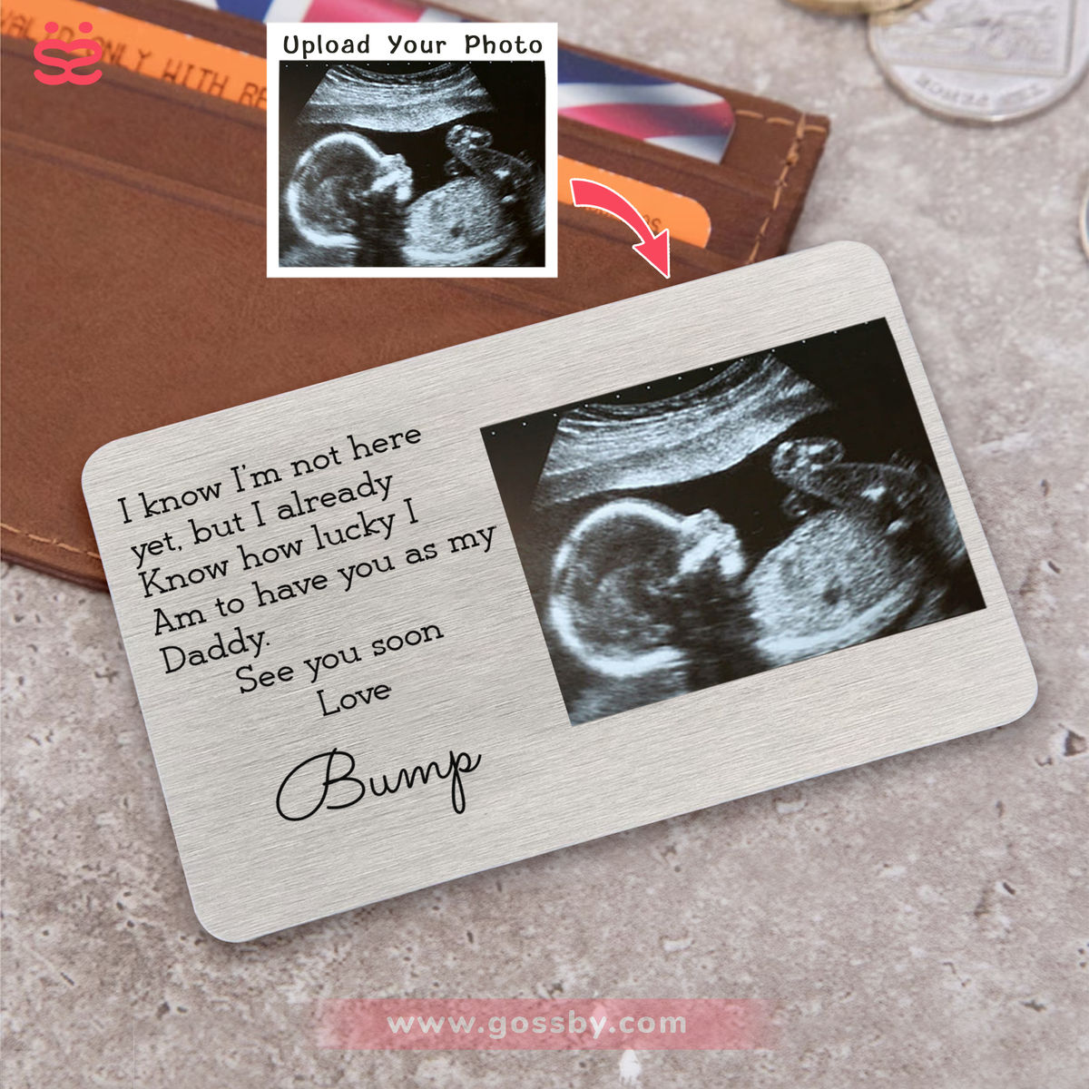 Metal Wallet Card - Love Bump - I Know I'm Not Here Yet But I Already Know How Lucky I Am To Have You As My Daddy - Father's Day Gift from Photo (v3.2)_1