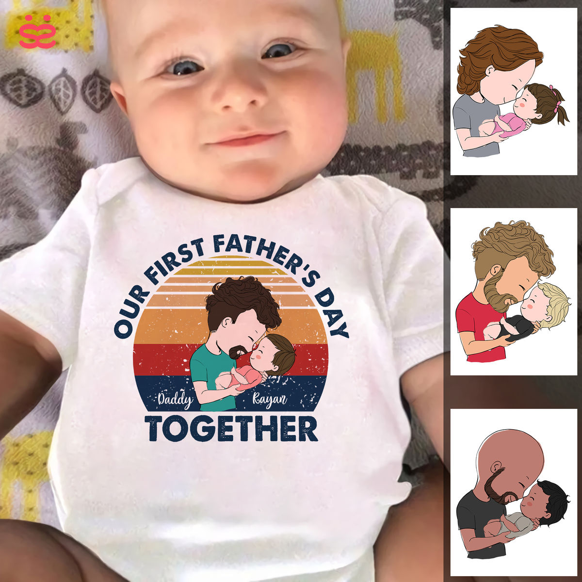 Father's Day Gift - Our First Father's Day Matching Outfit (Onesie and TShirt Set) - First Father's Day Gift_1