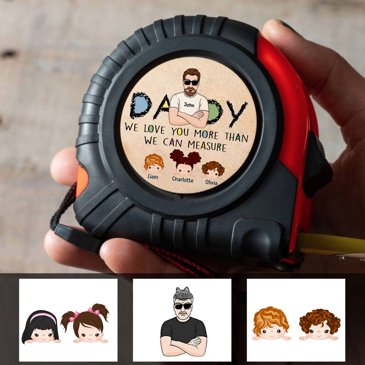 Personalized Tape Measure - Daddy - We love you more than we can measure