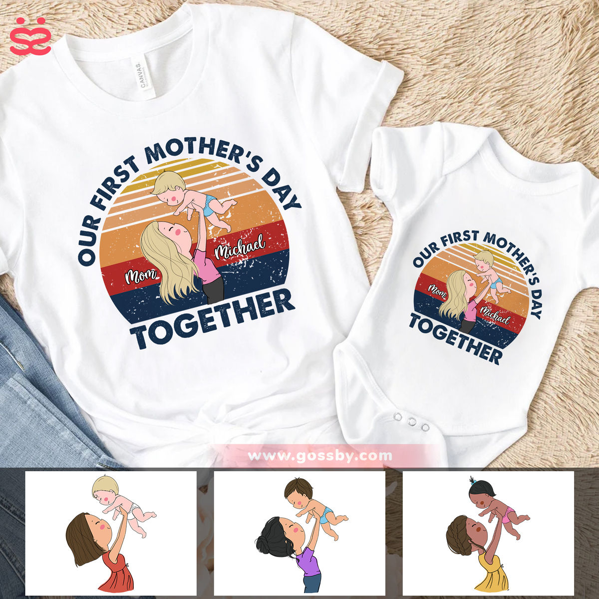 Mother's Day Gift - Our First Mother's Day Matching Outfit (Onesie and TShirt Set) - First Mother's Day Gift (Video)