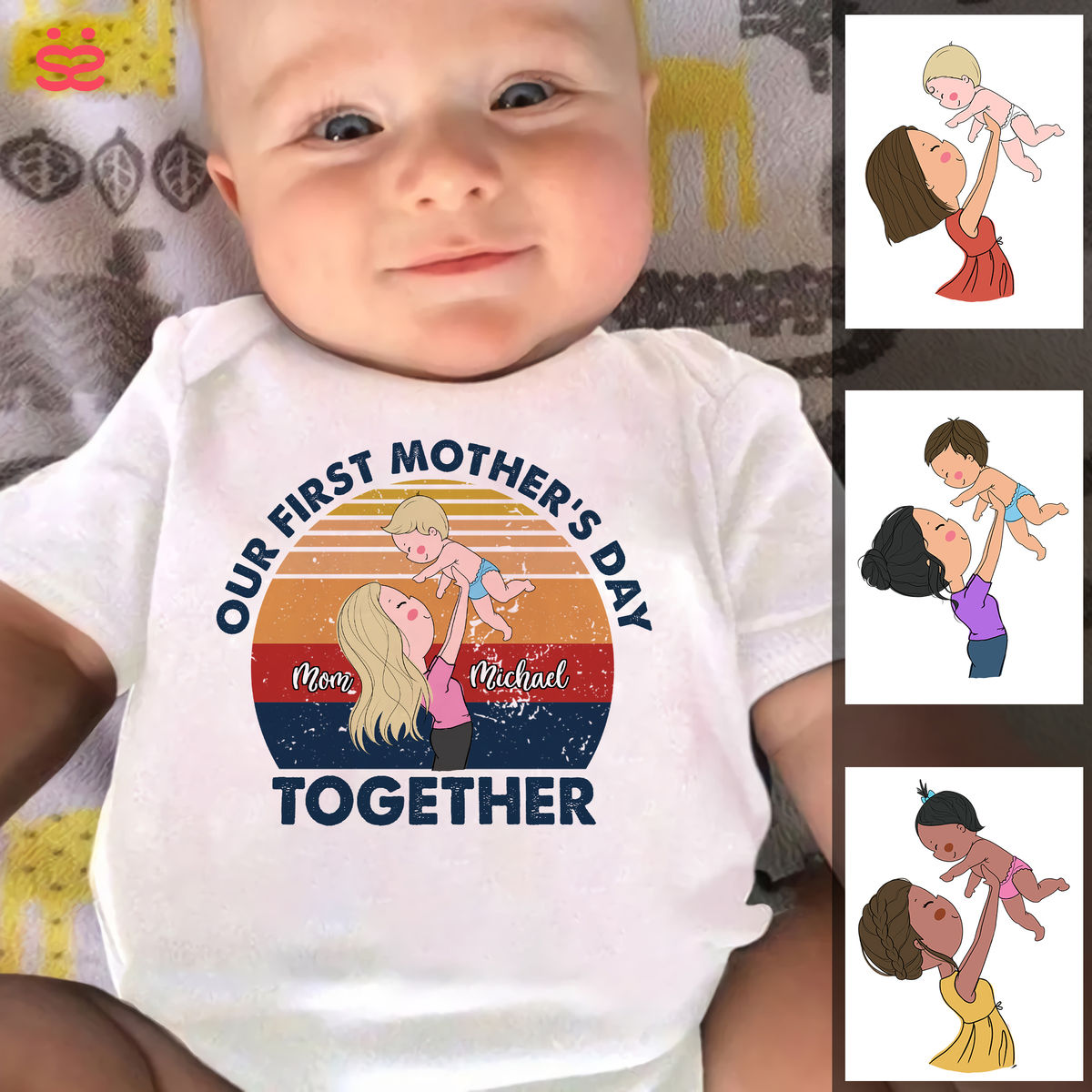 Mother's Day Gift - Our First Mother's Day Matching Outfit (Onesie and TShirt Set) - First Mother's Day Gift (Video)_1