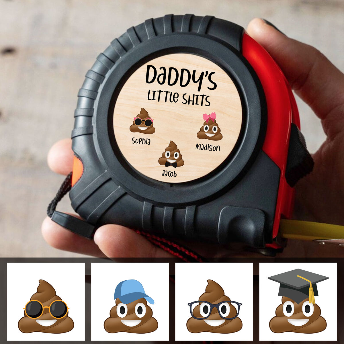 Personalized Tape Measure - Daddy's little shits (29462)