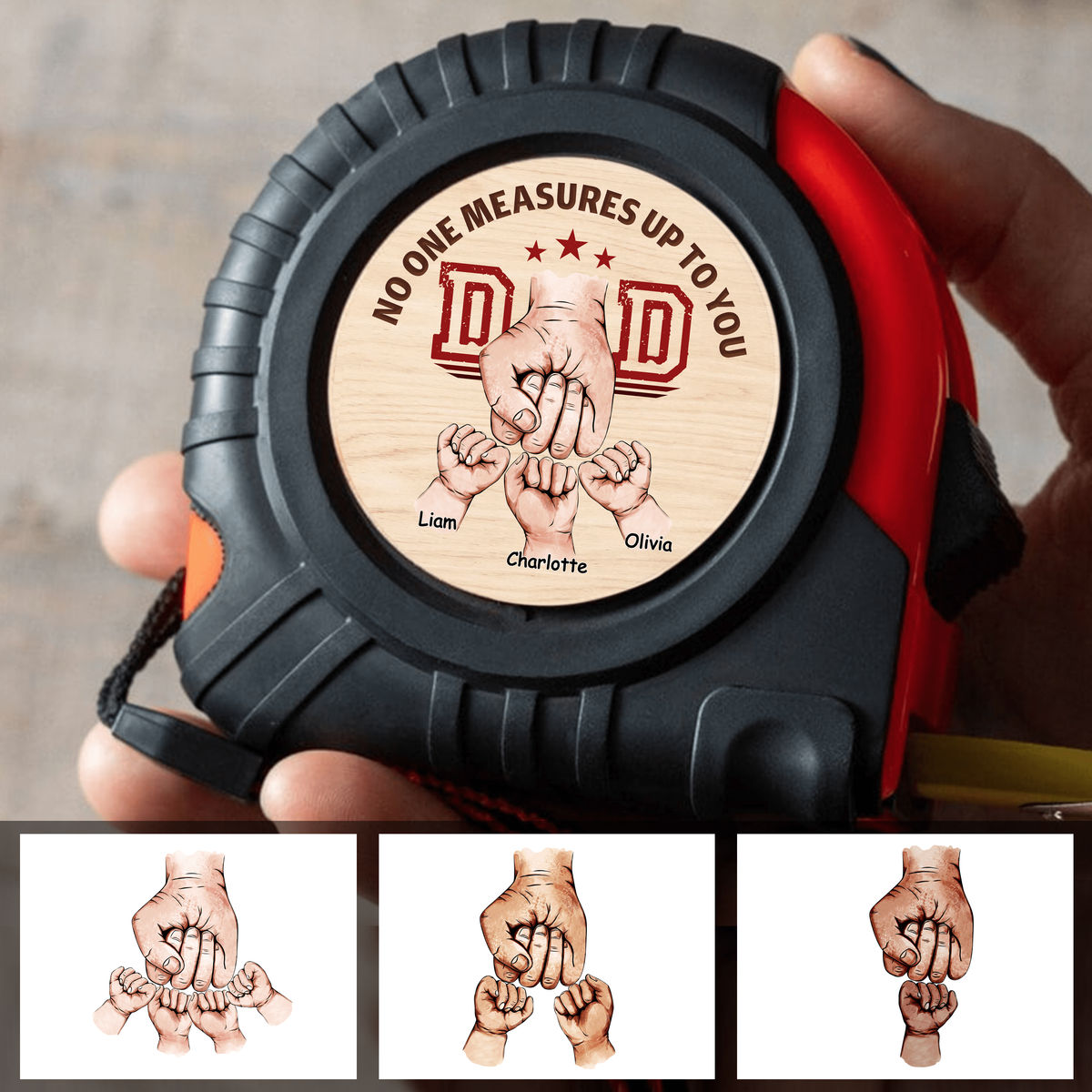 Personalized Tape Measure - Best Dad Ever Ever - Hand Bumping_3