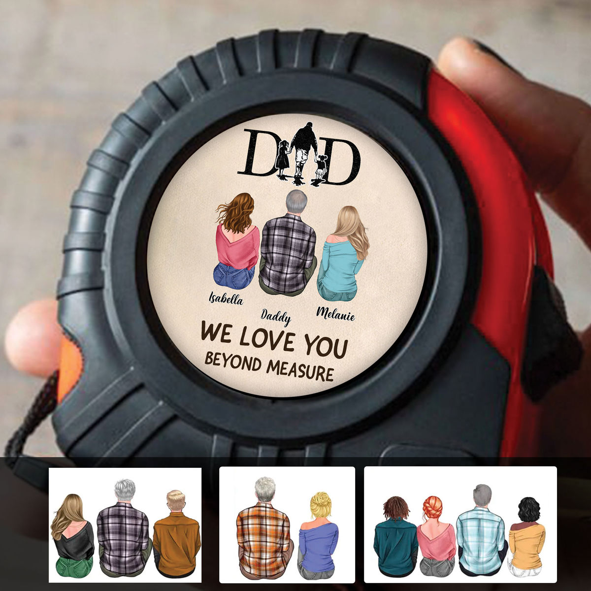 Personalized Tape Measure - We love you Beyond Measure - Father & Children
