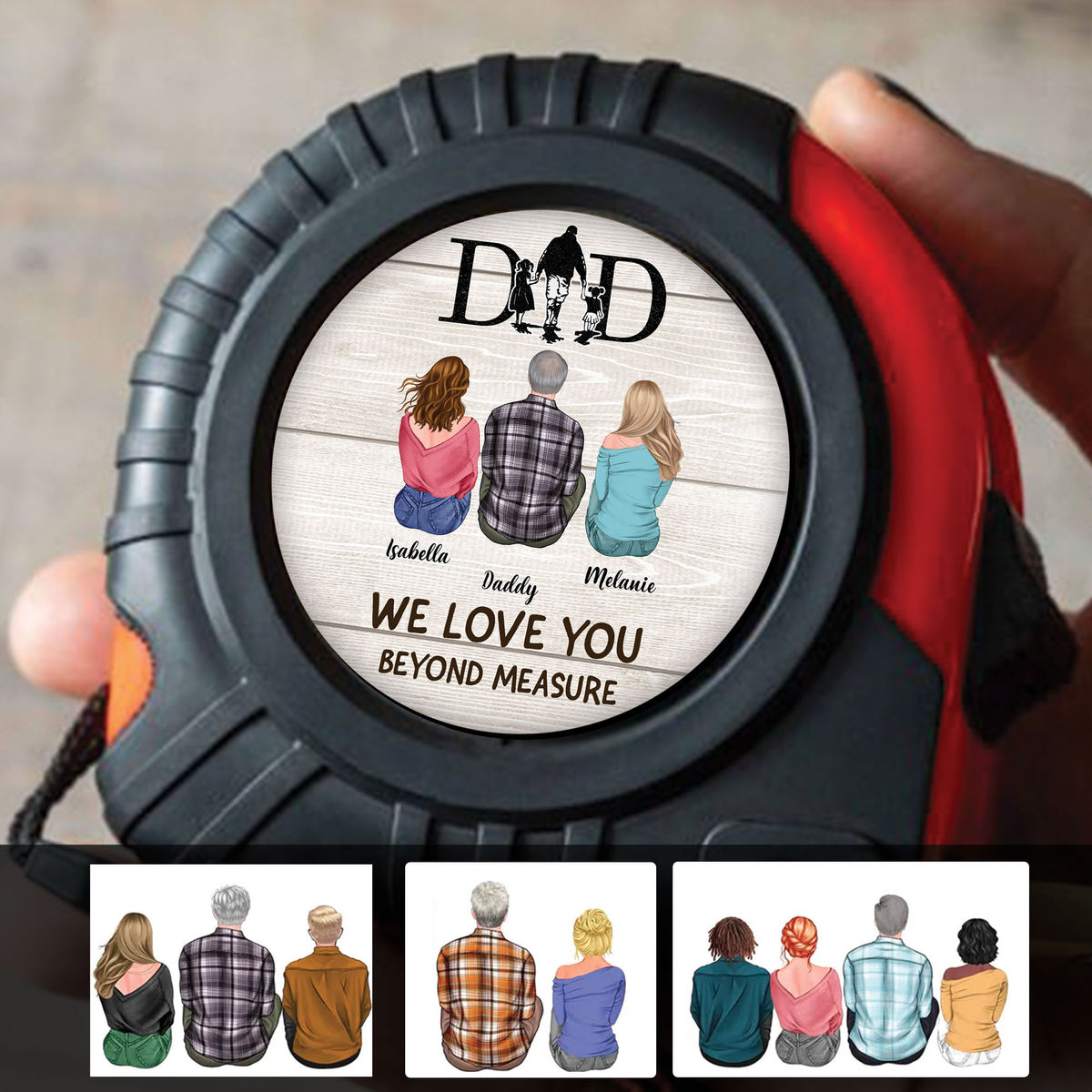 Personalized Tape Measure - We love you Beyond Measure - Father & Children_1