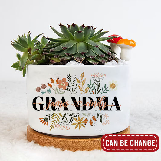 Mother Day 2023 - Personalized Grandma Flowers Plant Pot, Custom Mom's Garden Flower Pot, Grandma Nana Mimi Nini Grandkids Name Succulent Pot 29796_2