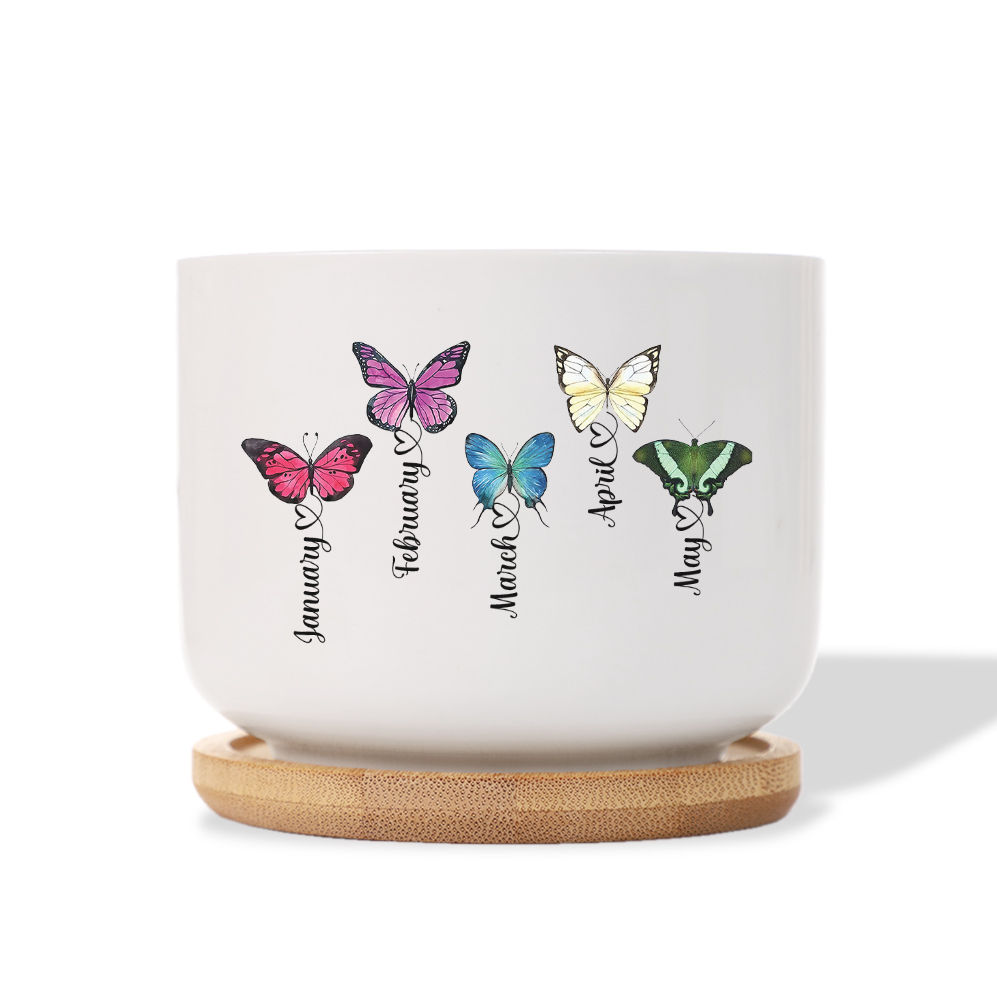 PERSONALIZED PLANT POT - Personalized Birth Month Butterfly Flowers Plant Pot, Custom Mom's Garden Flower Pot, Grandma's Garden Plant Pot, Grandma Nana Mimi Nini Grandkids Name Succulent Pot 29805_5