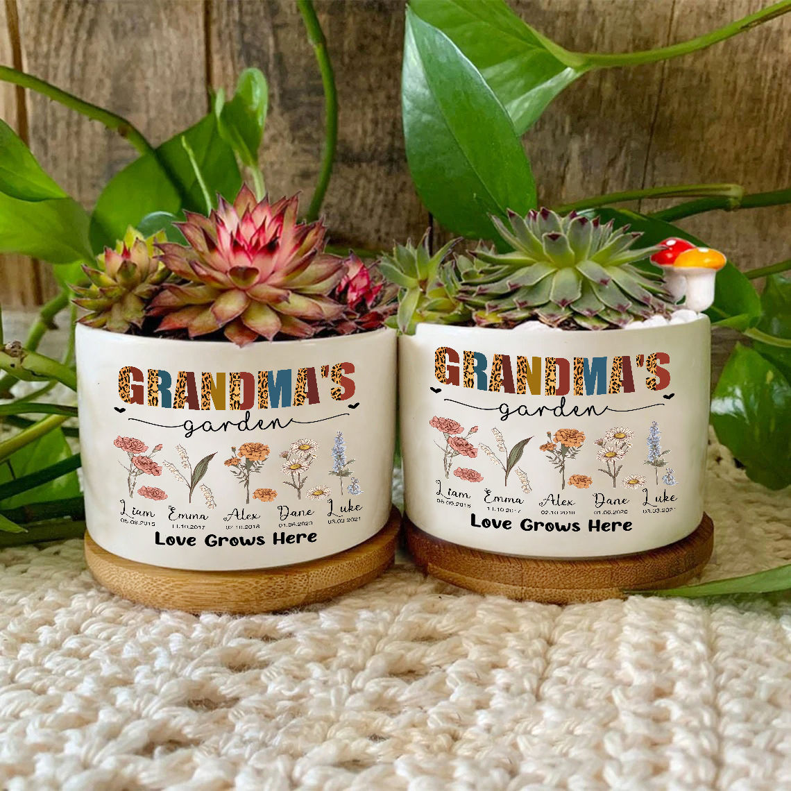 Personalized Custom Grandma Gifts, Grandma's Flower Garden Birth