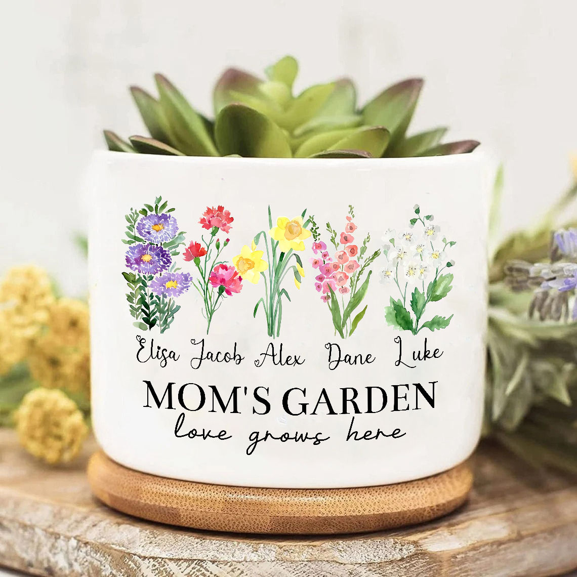 Mother's Day Gift - Personalized Grandma's Garden Flowers Plant Pot, Custom Mom's Garden Flower Pot, Happy Mother's Day Gift From Grandkids Name, Grandma's Birthday Gift29919