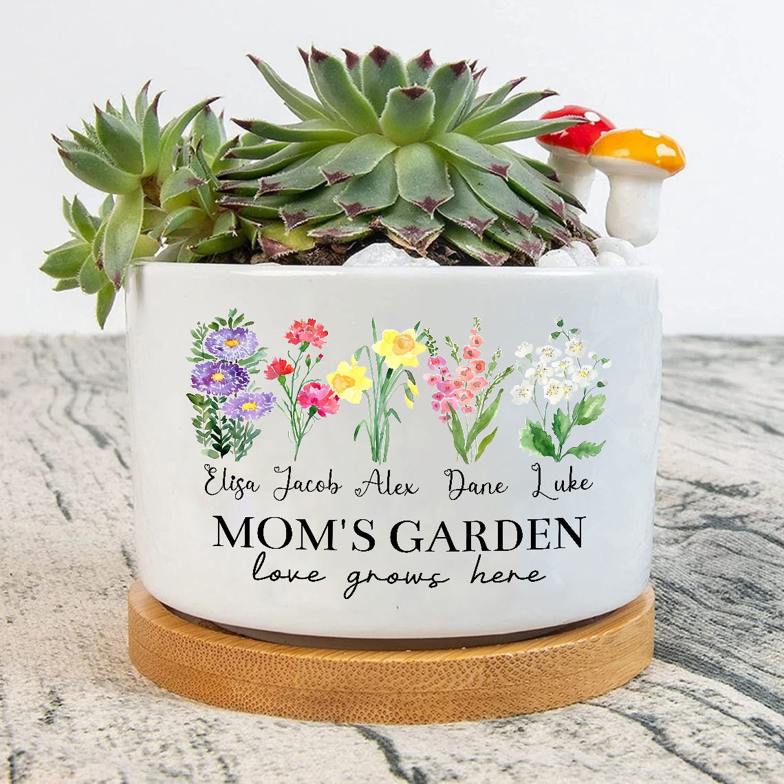 Mother's Day Gift - Personalized Grandma's Garden Flowers Plant Pot, Custom Mom's Garden Flower Pot, Happy Mother's Day Gift From Grandkids Name, Grandma's Birthday Gift29919_1