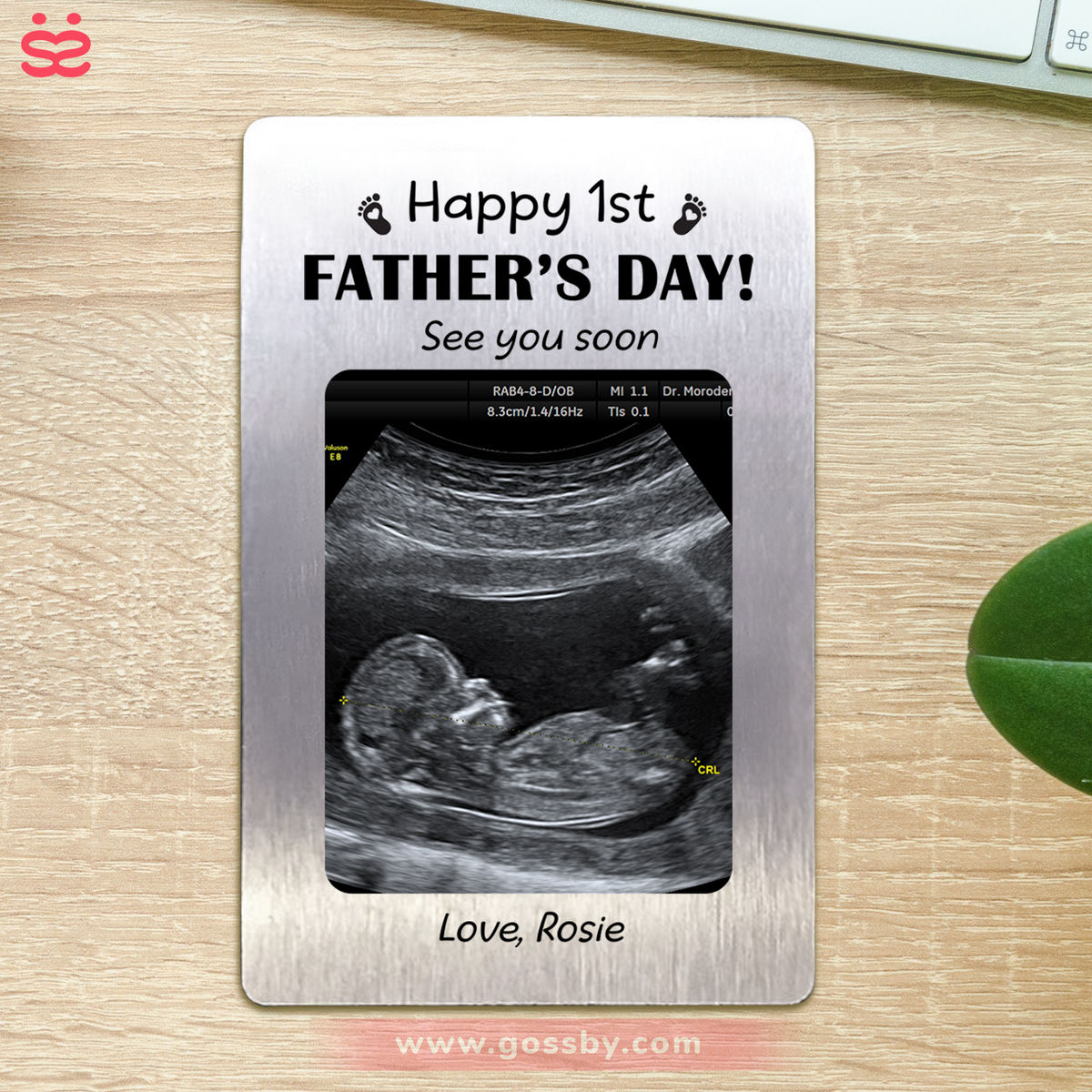 Metal Wallet Card - Happy 1st Father's Day. See you soon - Ultrasound Image Upload_1