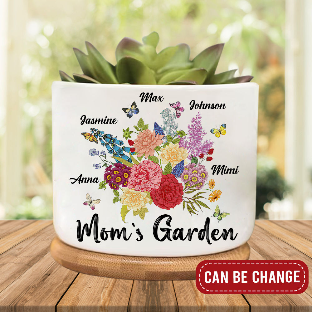 Mother's Day 2023 - Personalized Mom's Garden Flowers Plant Pot, Custom  Mom's Garden Flower Pot, Grandma Nana Mimi Nini Grandkids Name Succulent  Pot 29957