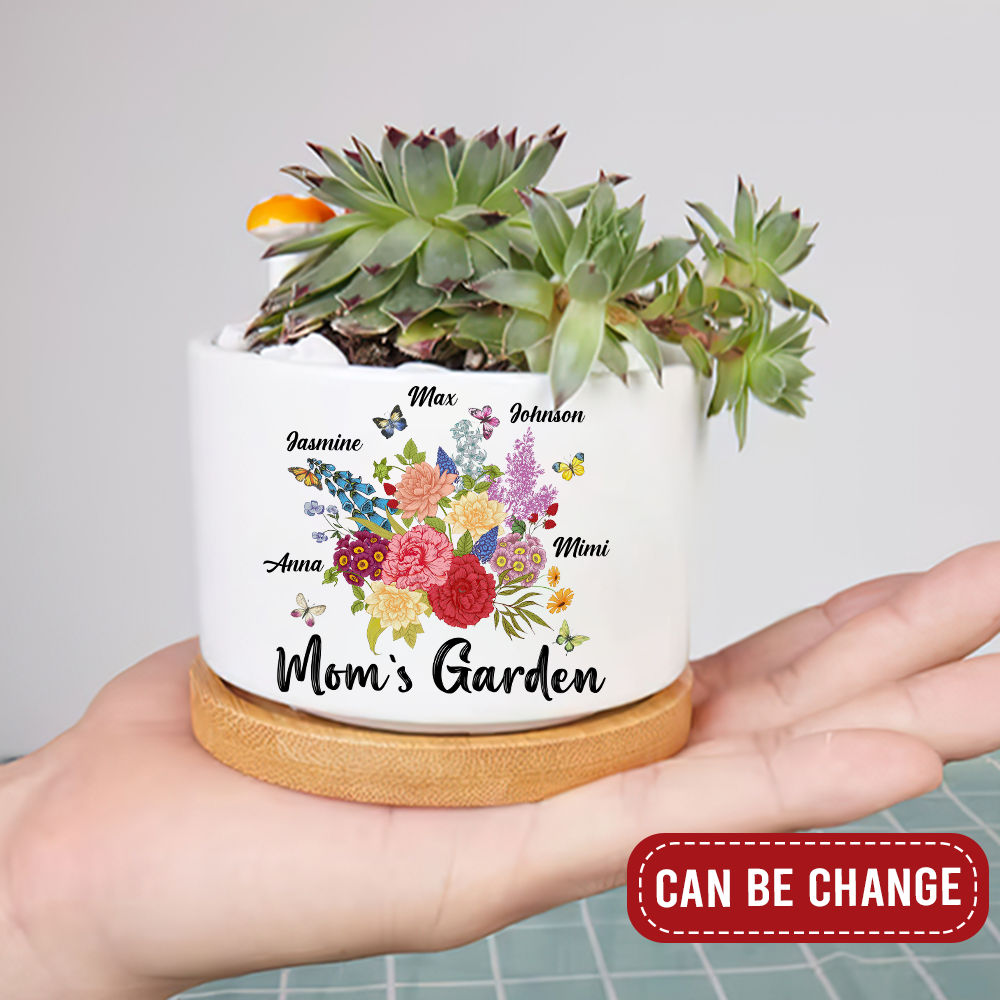 Mother's Day 2023 - Personalized Mom's Garden Flowers Plant Pot, Custom  Mom's Garden Flower Pot, Grandma Nana Mimi Nini Grandkids Name Succulent  Pot 29957