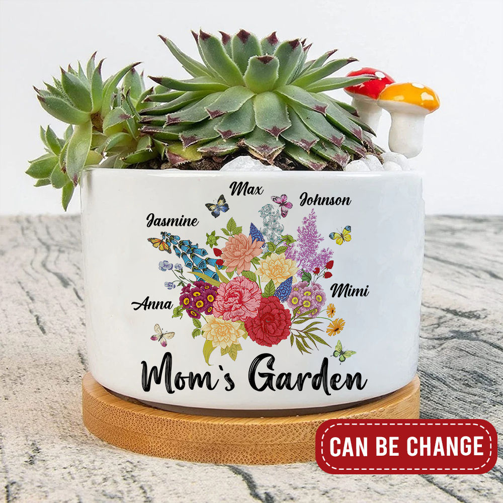 Mother's Day 2023 - Personalized Mom's Garden Flowers Plant Pot, Custom  Mom's Garden Flower Pot, Grandma Nana Mimi Nini Grandkids Name Succulent  Pot 29957