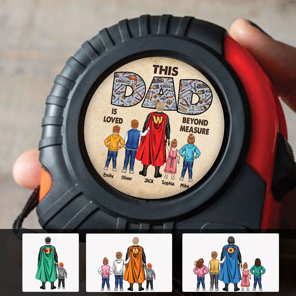 Personalized Tape Measure - This DAD is Loved Beyond Measure - Super Handyman_1