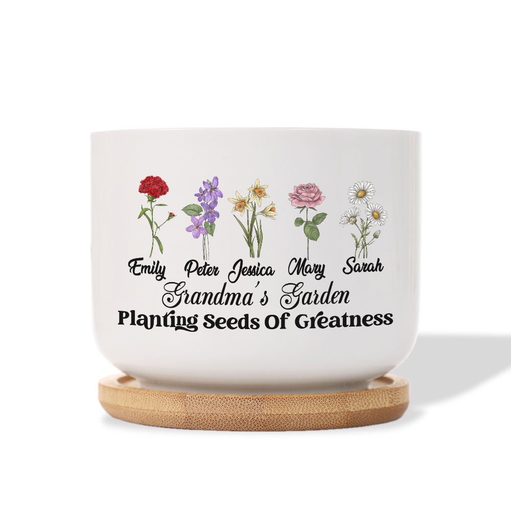 Mother's Day 2023 - Personalized Mom's Garden Flowers Plant Pot, Custom  Mom's Garden Flower Pot, Grandma Nana Mimi Nini Grandkids Name Succulent  Pot 29957