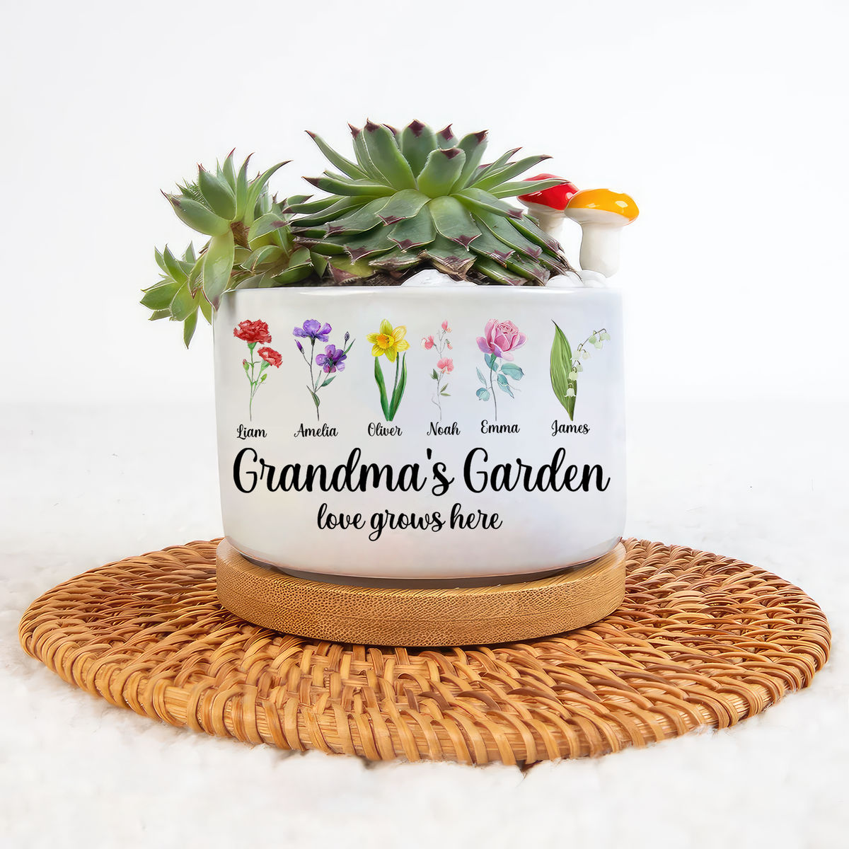 Mother's Day Gift - Personalized Grandma's Love Grows Here Flowers Plant Pot, Mom's Garden Flower Pot, Gift From kids For Mother's Day, Grandma's Birthday Gift 30027_3