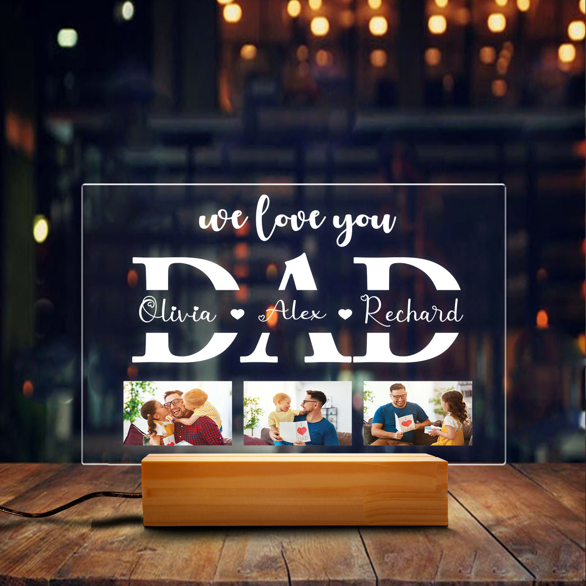 Personalized Father's day Night Light, Gift Idea For Dad - Night Light For Daddy - Father's day gift - Gift for Father in Law, Custom Dad Present 30146