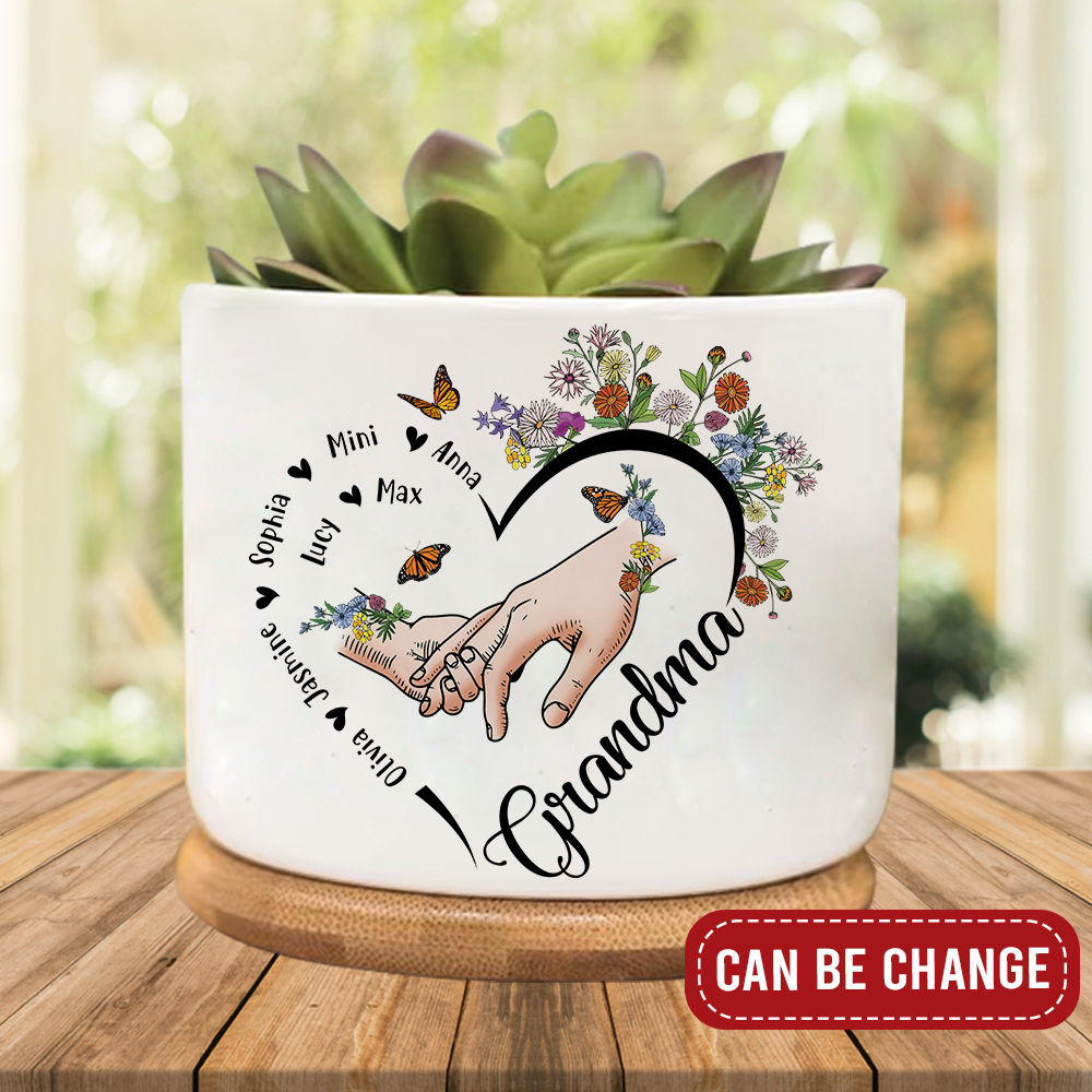 Mother's Day 2023 - Personalized Grandkids Flowers Plant Pot, Custom ...