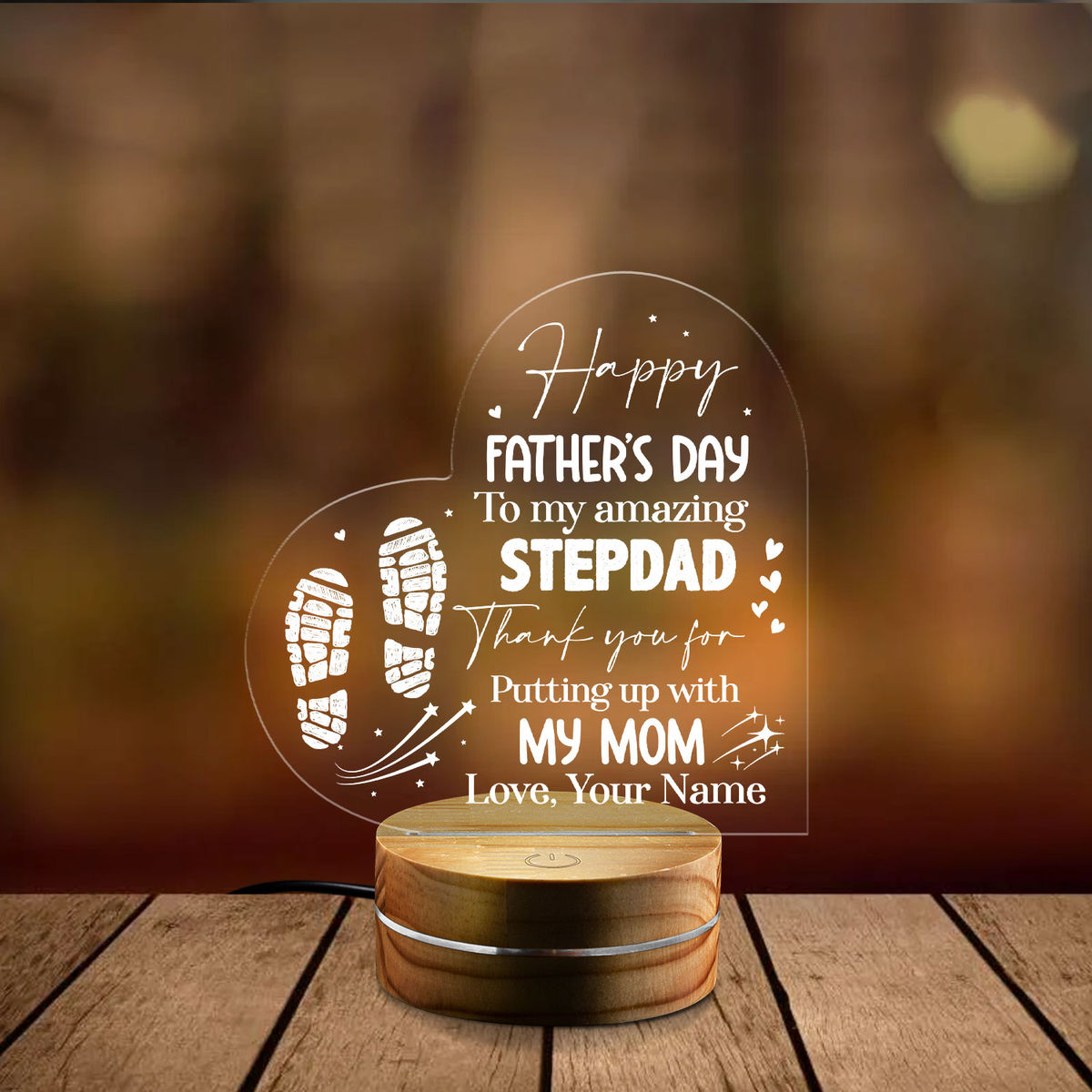 Father's Day 2023 - Personalized Happy Father's Day Night Light, To My Amazing Stepdad Night Light, Step Dad Night Light, Stepped Up Father Night Light, Gift For Father Daddy Stepdad Bonus Dad Birthday 30845_3