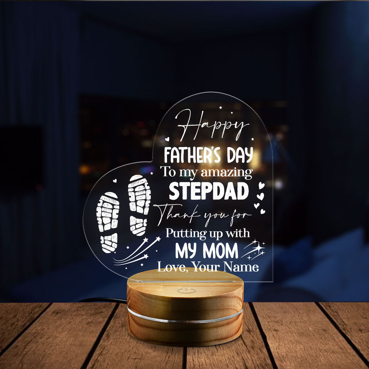 Father's Day 2023 - Personalized Happy Father's Day Night Light, To My Amazing Stepdad Night Light, Step Dad Night Light, Stepped Up Father Night Light, Gift For Father Daddy Stepdad Bonus Dad Birthday 30845_4