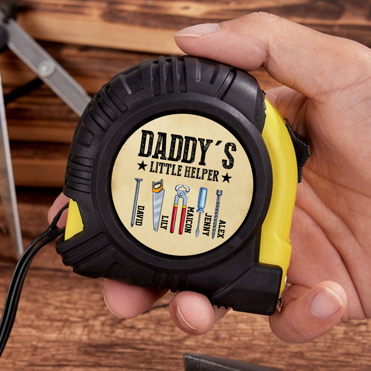 Personalized Tape Measure - Daddy' Of Little Helper Mechanic Tape Measure,  Dad Kid Names Tape Measure, Best