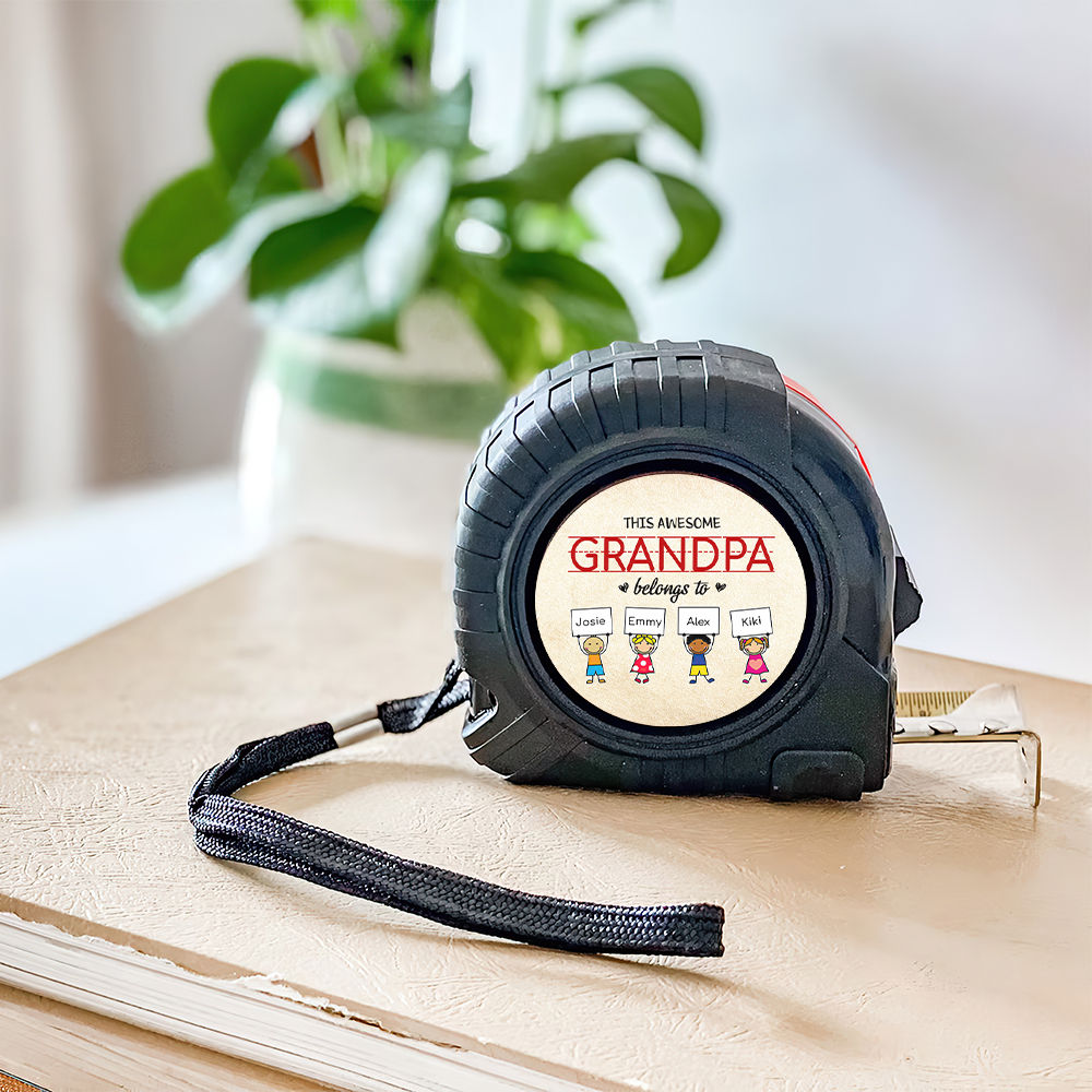 Personalized Tape Measure - This Awesome Grandpa Belongs To Grandkids Tape Measure, This Dad Belongs To Tape Measure, Best Dad Ever Tape Measure, Funny Daddy Grandpa Papa Tape Measure Gift 31148_3