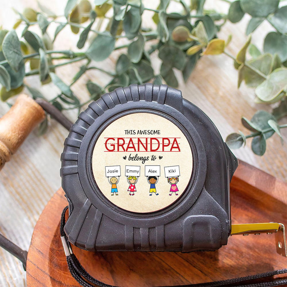 Personalized Tape Measure - This Awesome Grandpa Belongs To Grandkids Tape Measure, This Dad Belongs To Tape Measure, Best Dad Ever Tape Measure, Funny Daddy Grandpa Papa Tape Measure Gift 31148_4