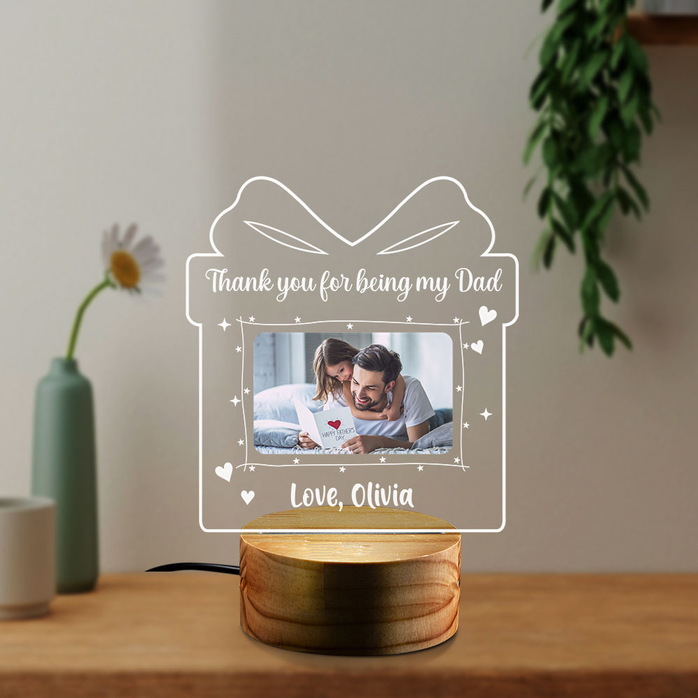 Personalized Night Light - Thank You For Being My Dad Night Light, Custom Photo Dad I Love You Night Light, Best Dad Night Light, Best Father Ever, Gift For Father Daddy Stepdad Bonus Dad Birthday 32057_1