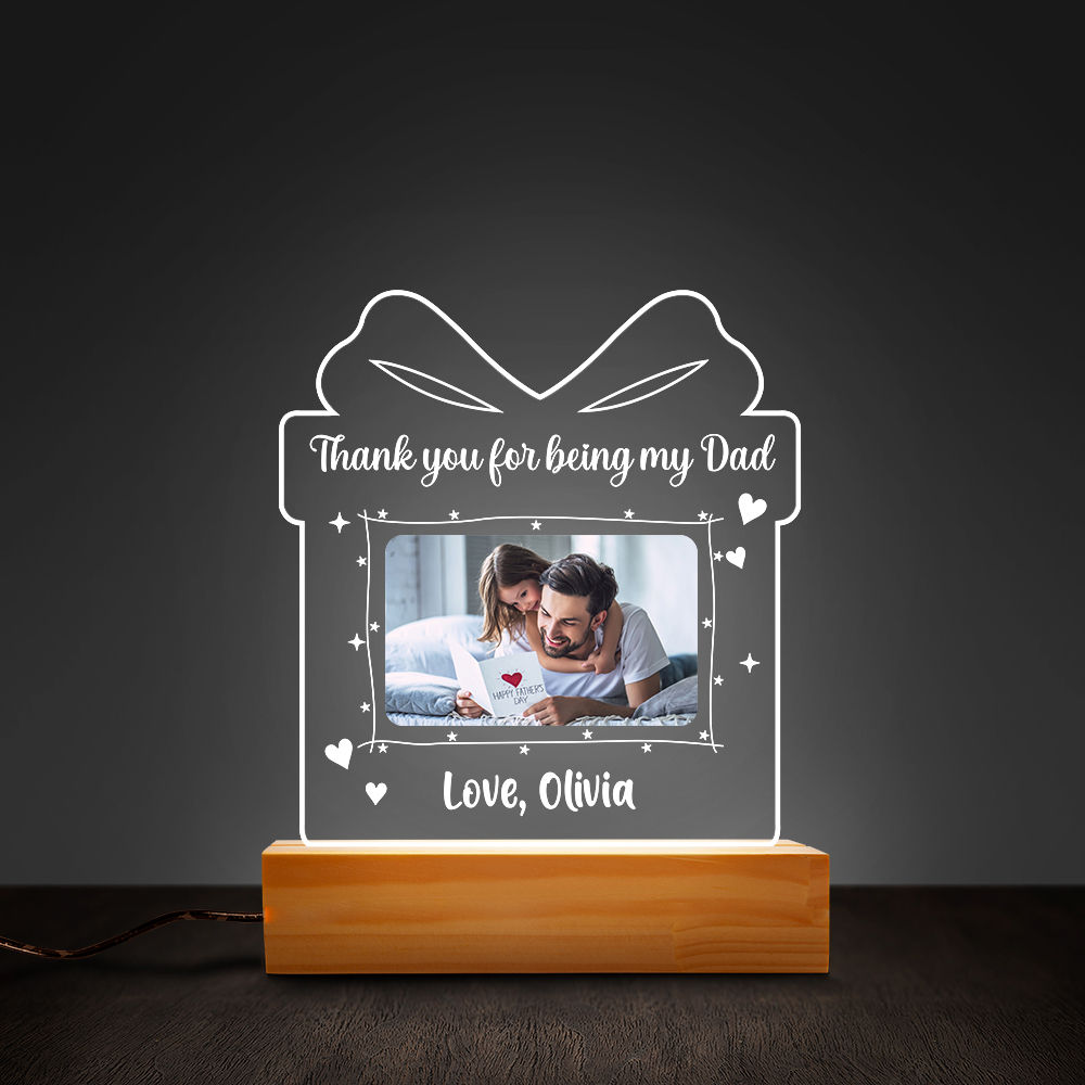 Personalized Night Light - Thank You For Being My Dad Night Light, Custom Photo Dad I Love You Night Light, Best Dad Night Light, Best Father Ever, Gift For Father Daddy Stepdad Bonus Dad Birthday 32057