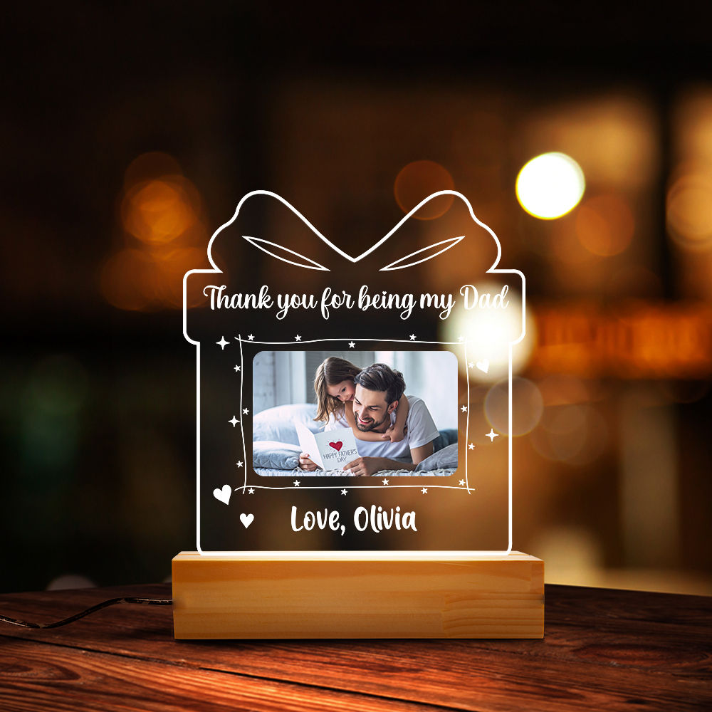 Personalized Night Light - Thank You For Being My Dad Night Light, Custom Photo Dad I Love You Night Light, Best Dad Night Light, Best Father Ever, Gift For Father Daddy Stepdad Bonus Dad Birthday 32057_3