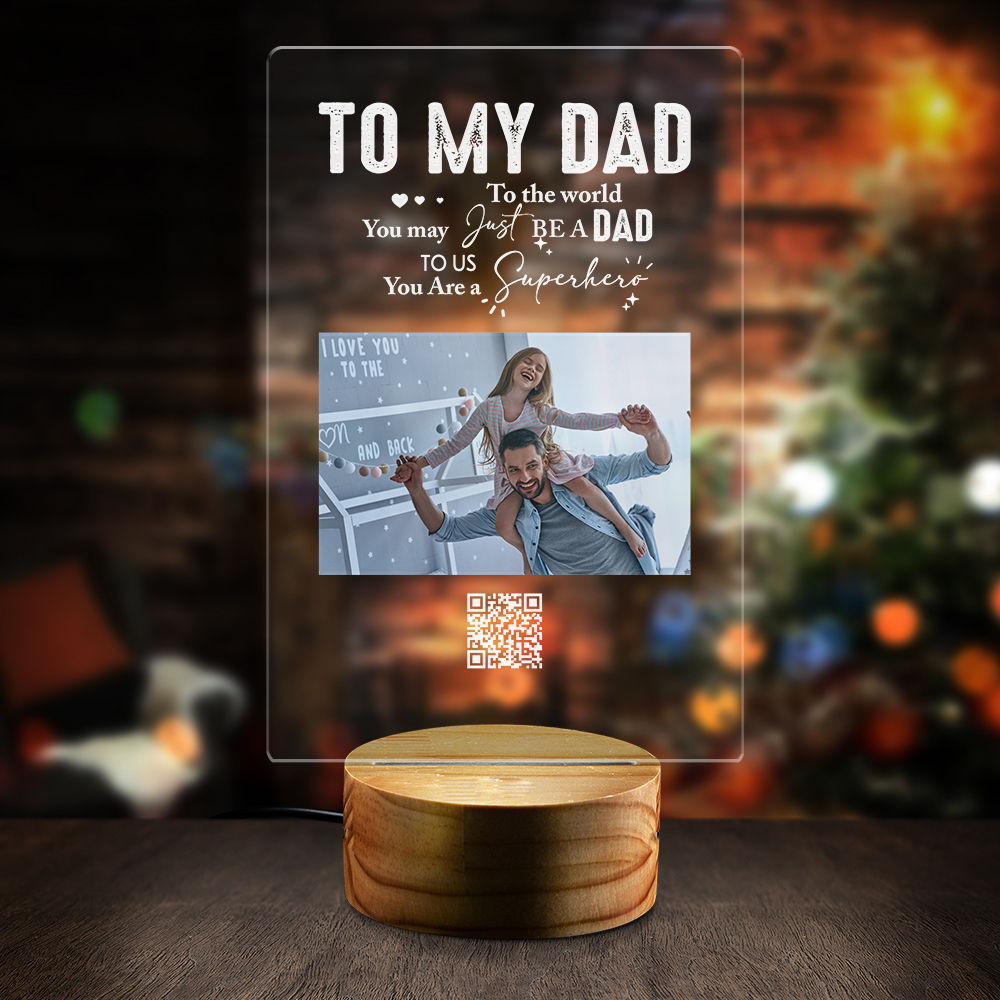 Night Light - To My Dad You Are A Superhero, Custom Photo Dad Night Light,  Gift For Father Stepdad Bonus Dad Birthday