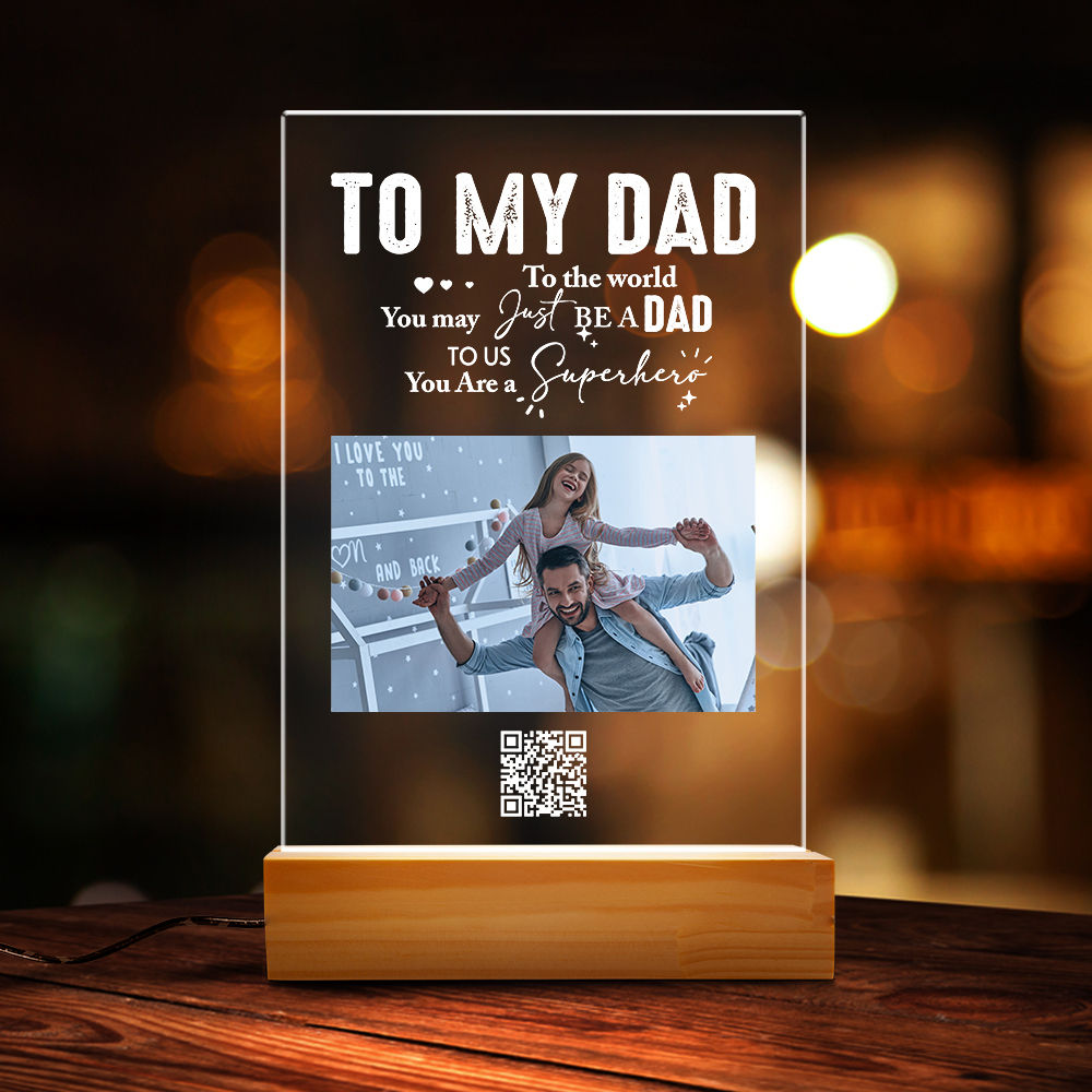 Night Light - To My Dad You Are A Superhero, Custom Photo Dad Night Light,  Gift For Father Stepdad Bonus Dad Birthday