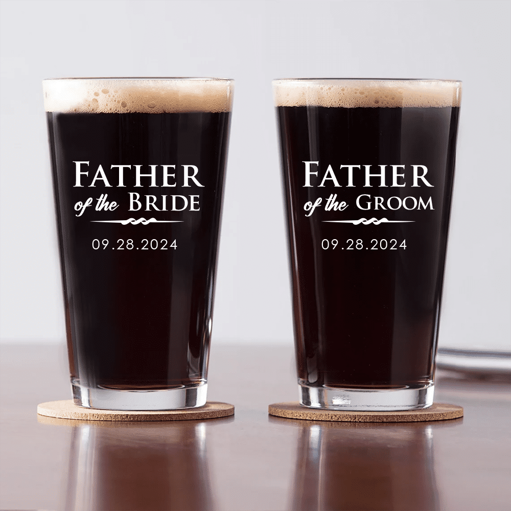 Engraved Personalized Pint Glass For Dad - Father of the bride gifts, Mother of the bride gifts