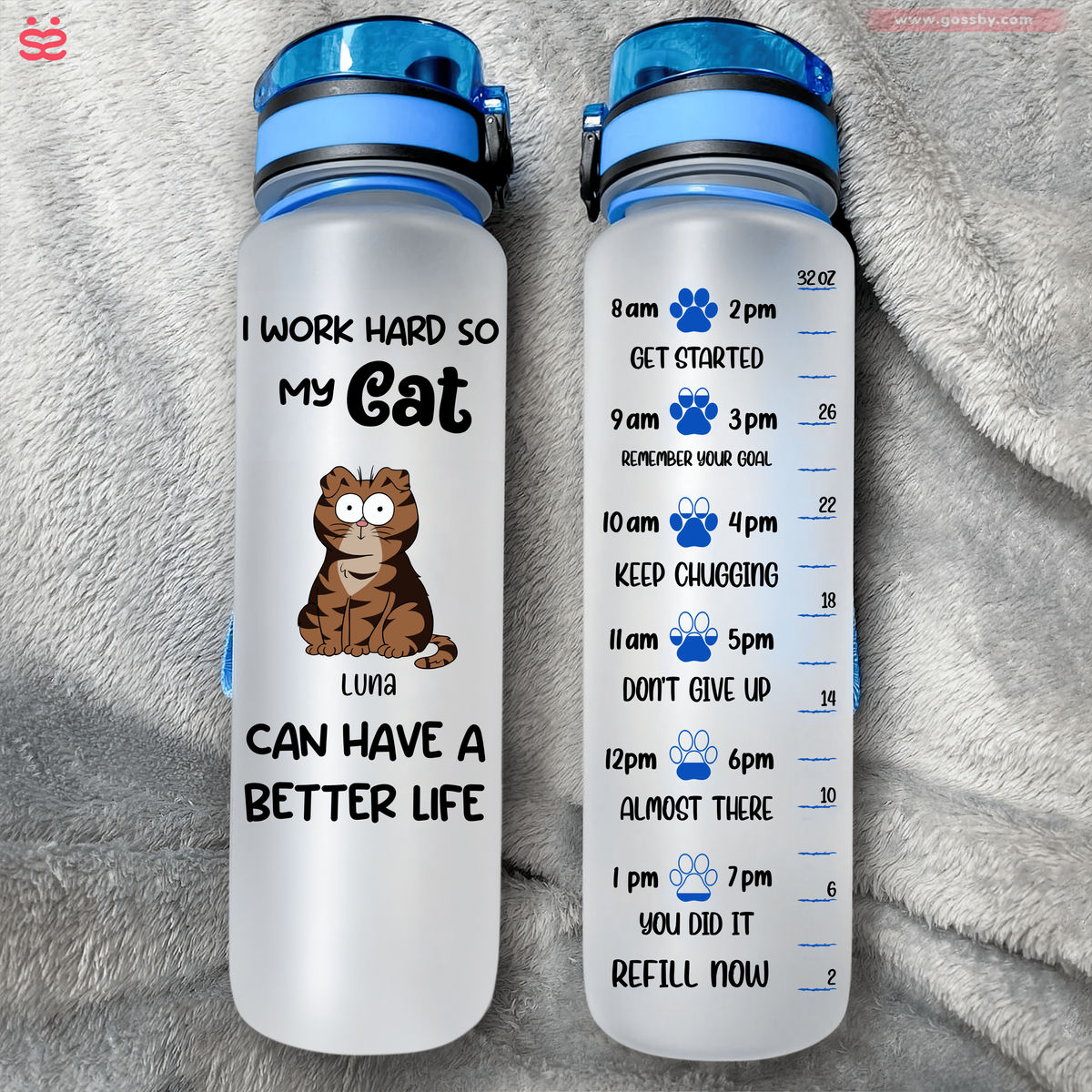 Cat Lover Water Bottle - Drink Your Water Right Meow - Cat Lover Gifts, Custom Water Bottle_1