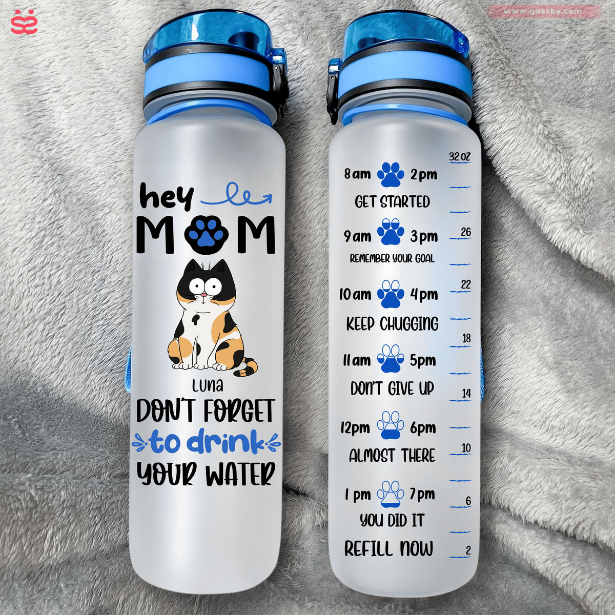 Cat Lover Water Bottle - Drink Your Water Right Meow - Cat Lover Gifts, Custom Water Bottle_3