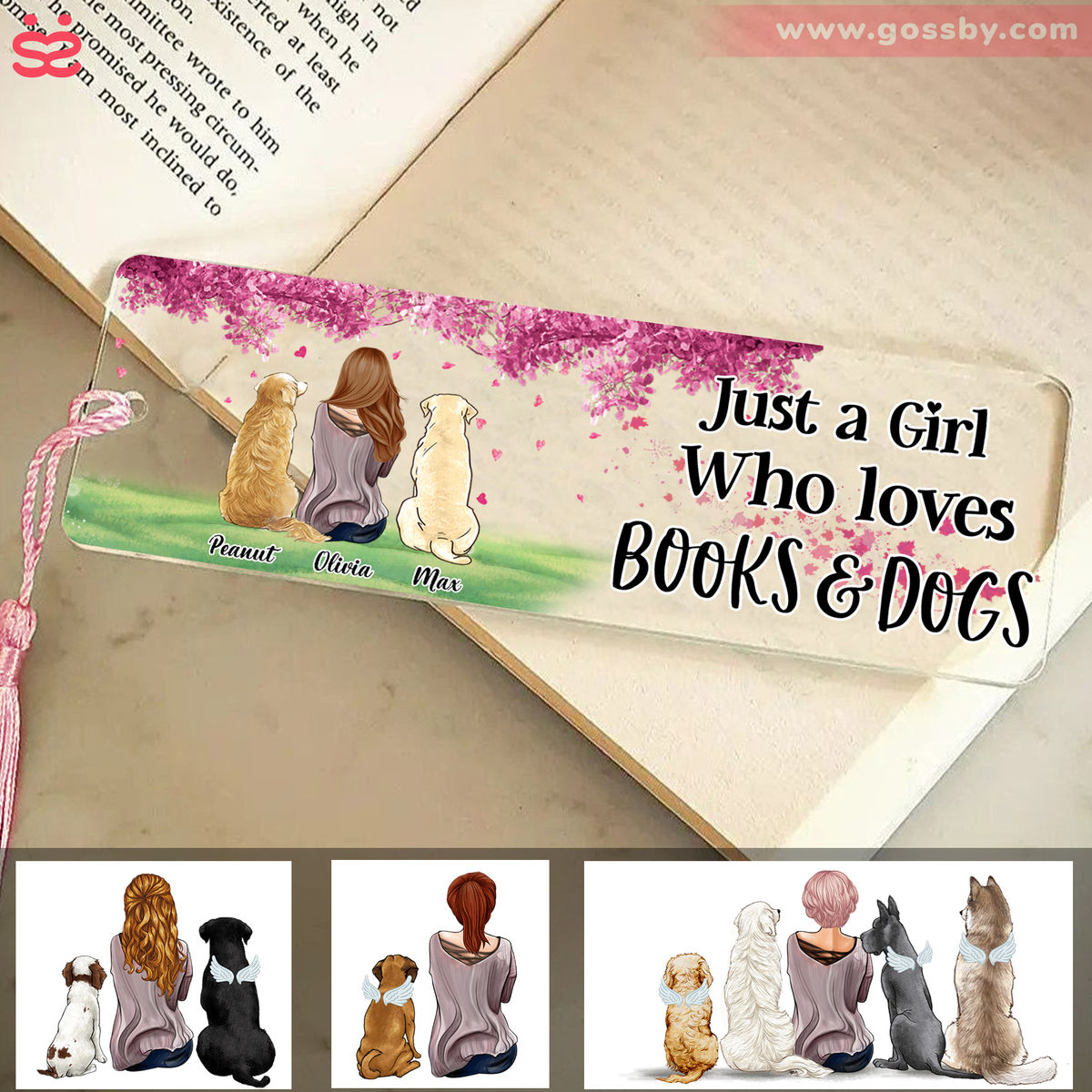 Acrylic Bookmark Gift - Just a Girl who loves Books and Dogs