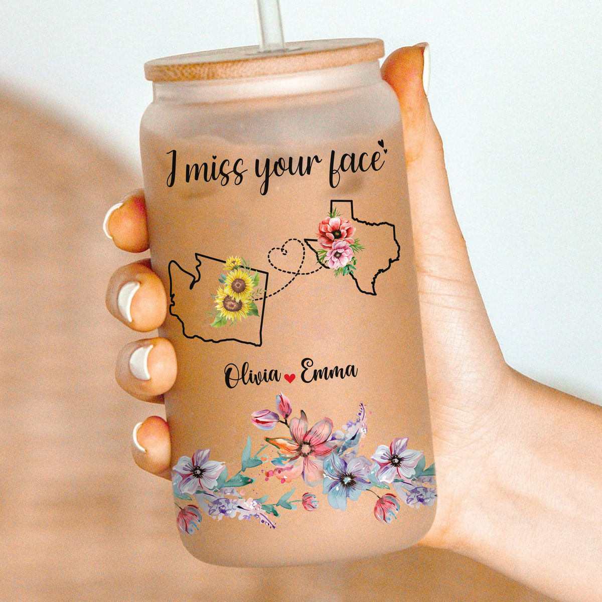 Best Friend Tumbler Glass - Long Distance Friendship Gift - Friendship Long Distance - I Miss Your Face - Gift For Best Friends_1