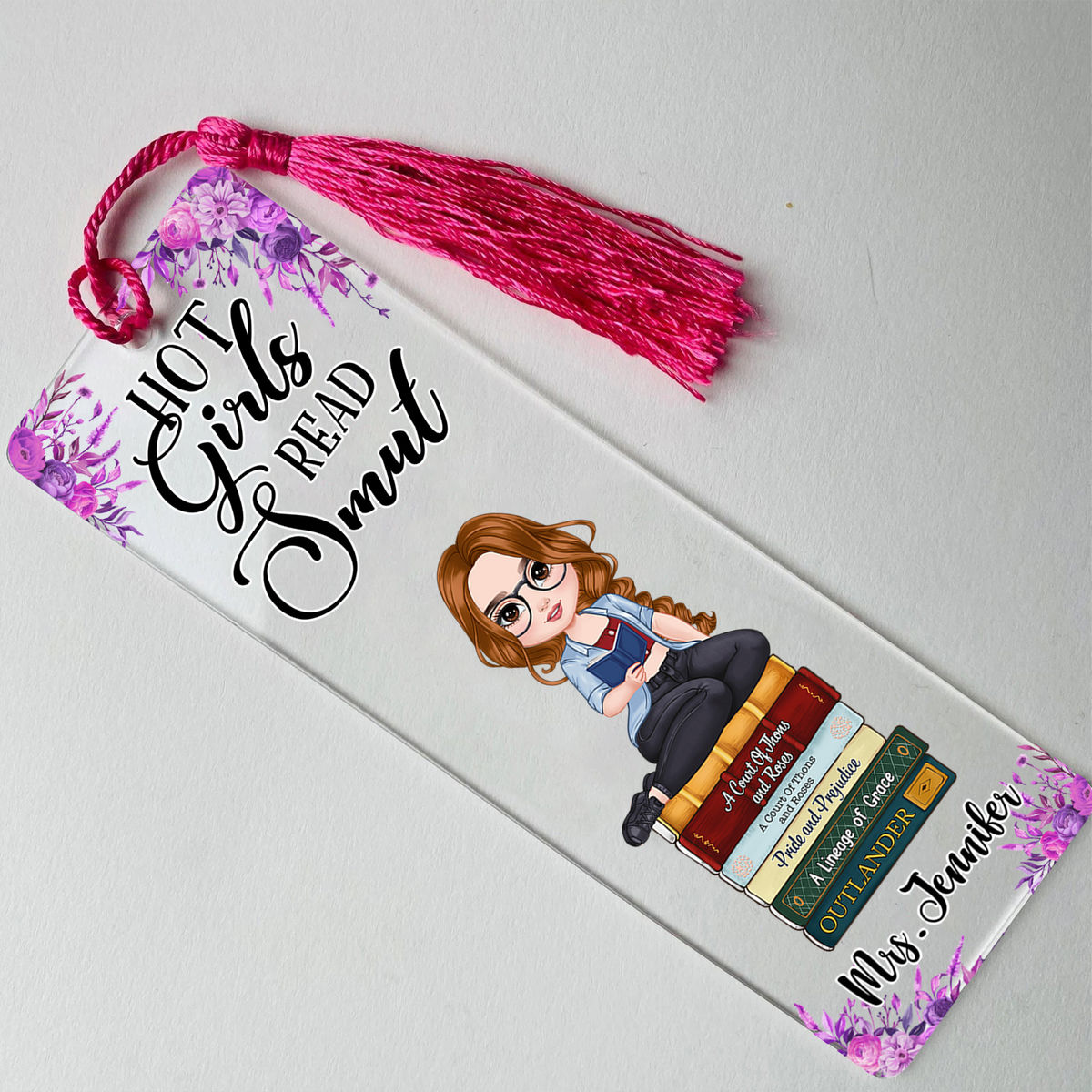 Personalized Name - Acrylic Bookmark Gift - Custom Name and Tassel Color