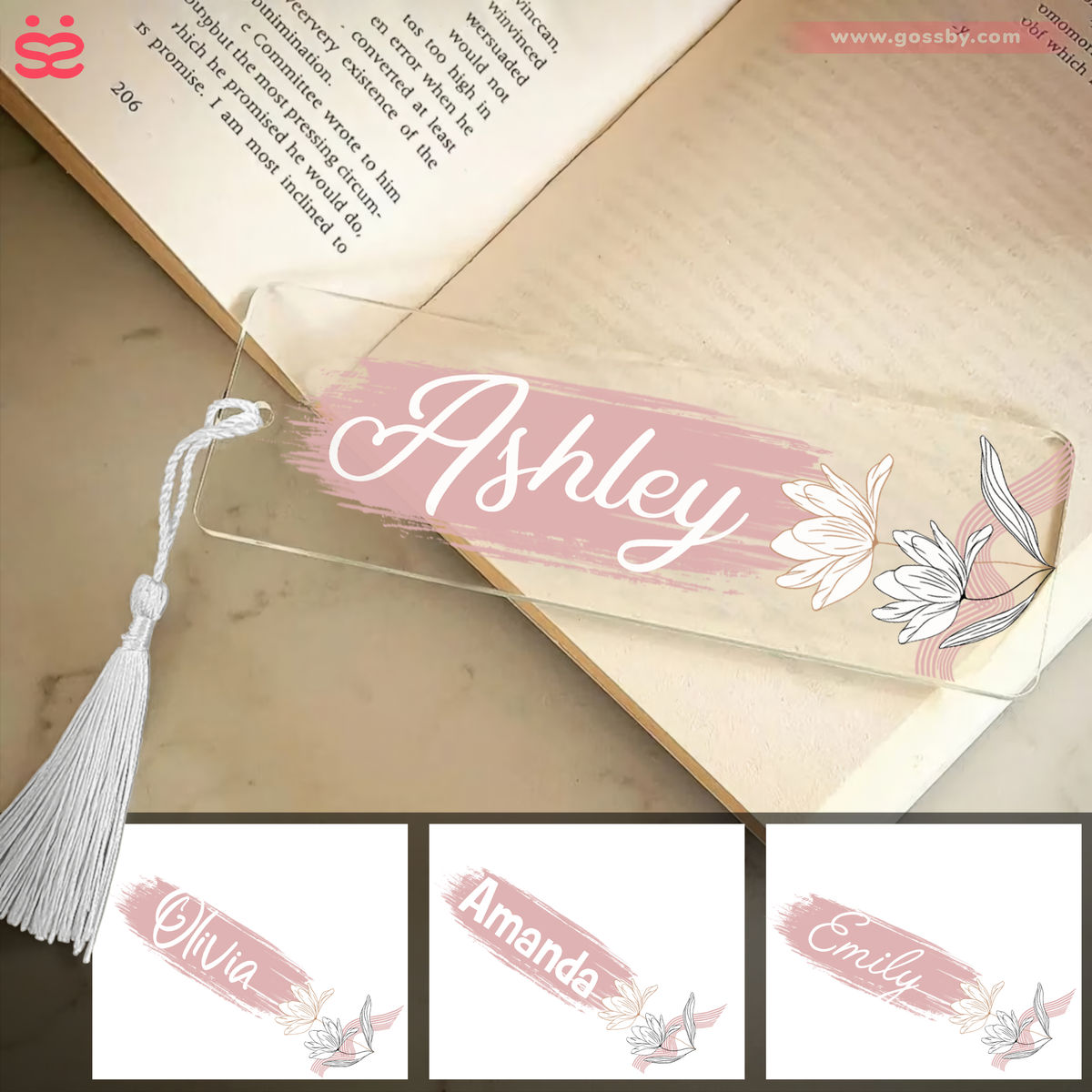 Personalized Name - Acrylic Bookmark Gift - Custom Name and Tassel