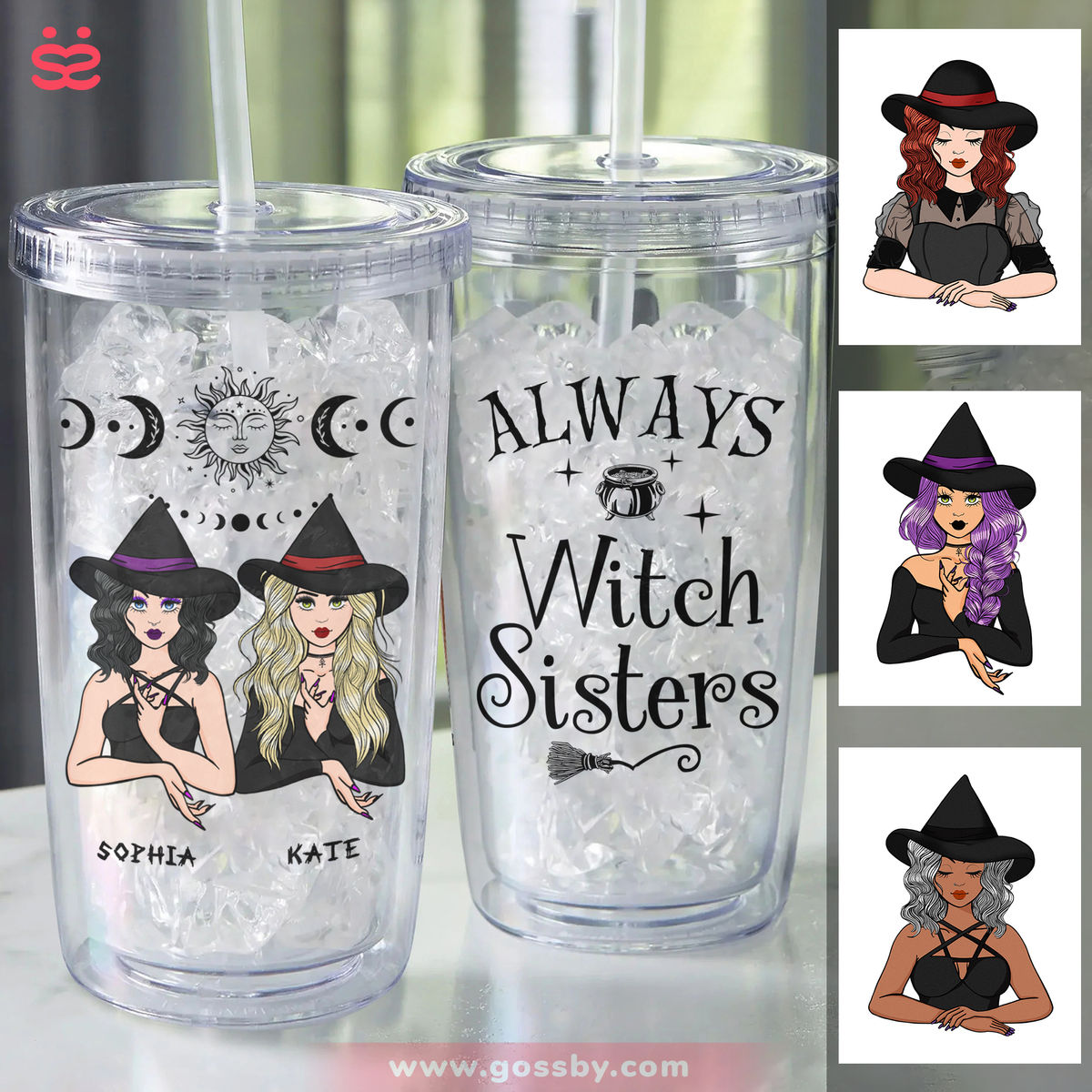 Acrylic Insulated Tumbler With Straw - Always Witch Sisters